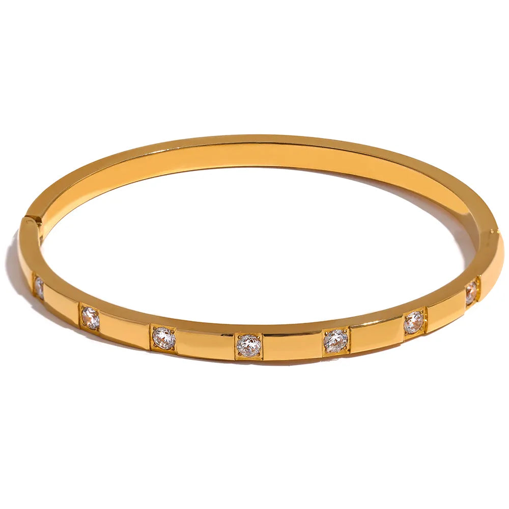 Yhpup Stylish Cubic Zirconia 18K Gold Plated Bangle Bracelet