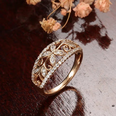 Vintage Elegance: 18k Yellow Gold Full Diamond Cocktail Rings