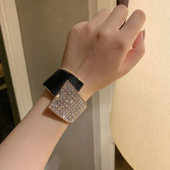 Chic Geometric Crystal Cuff Bracelet