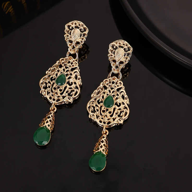 Elegant Vintage-Style Drop Earrings with Rhinestone Mosaic