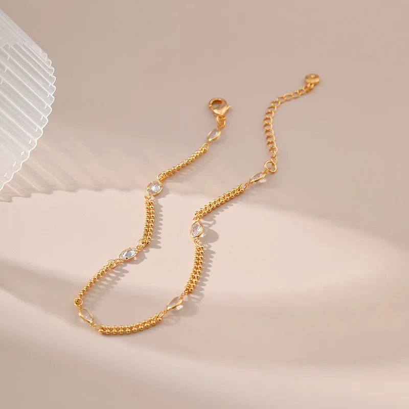 Copper Plated 18K Gold Double Layer Anklet