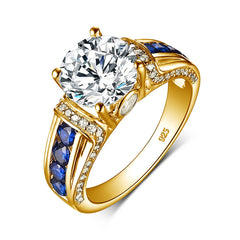 Sophisticated Moissanite and Sapphire Ring