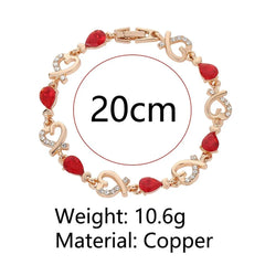 Colorful Austrian Crystal Heart Chain Bracelet for Women