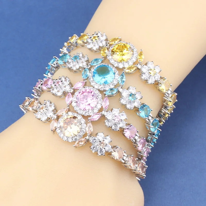 Blue Cubic Zirconia 6-Colors Bracelet Bangles