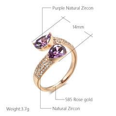 Vintage Luxury Purple Natural Zircon Open Ring