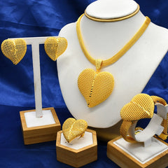 Romantic Heart-Themed Necklace and Earrings Set