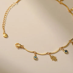 Exoticism 18K Gold Plated Palm Pendant Anklet