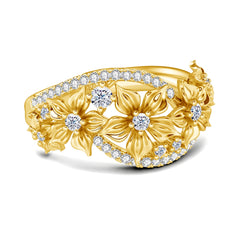 Yellow Gold Moissanite Ring For Women: Exquisite Floral Design