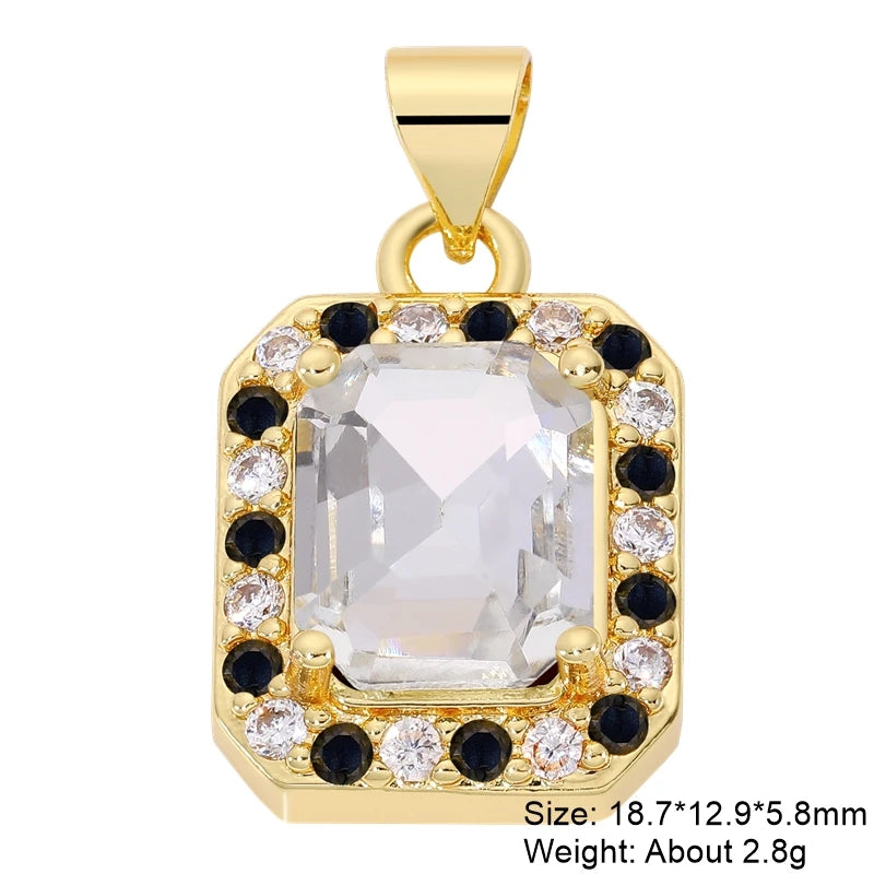 Handmade Luxury 18K Gold Plated Cubic Zirconia Cube Charms for Bridal Jewelry Making