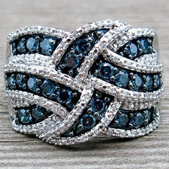 Luxury Big Silver Color Rings with Blue CZ Zircon Stone for Women