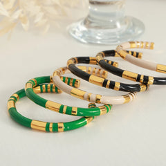 Green White Black Fashion Bangles with Roman Numerals