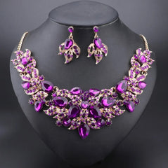 Elegant Crystal Pendant Necklace and Earrings Set