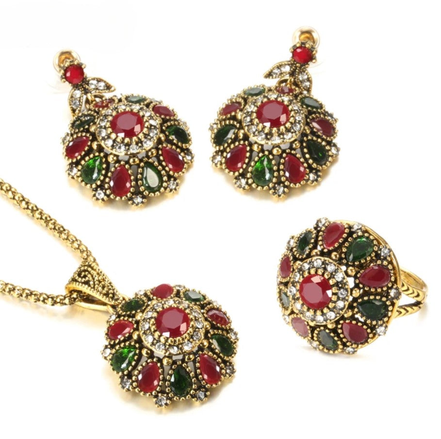 Vintage Crystal Flower Jewelry Set