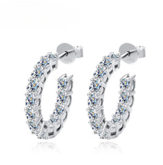 D VVS1 Moissanite Earrings: Sterling Silver with White Gold Plating