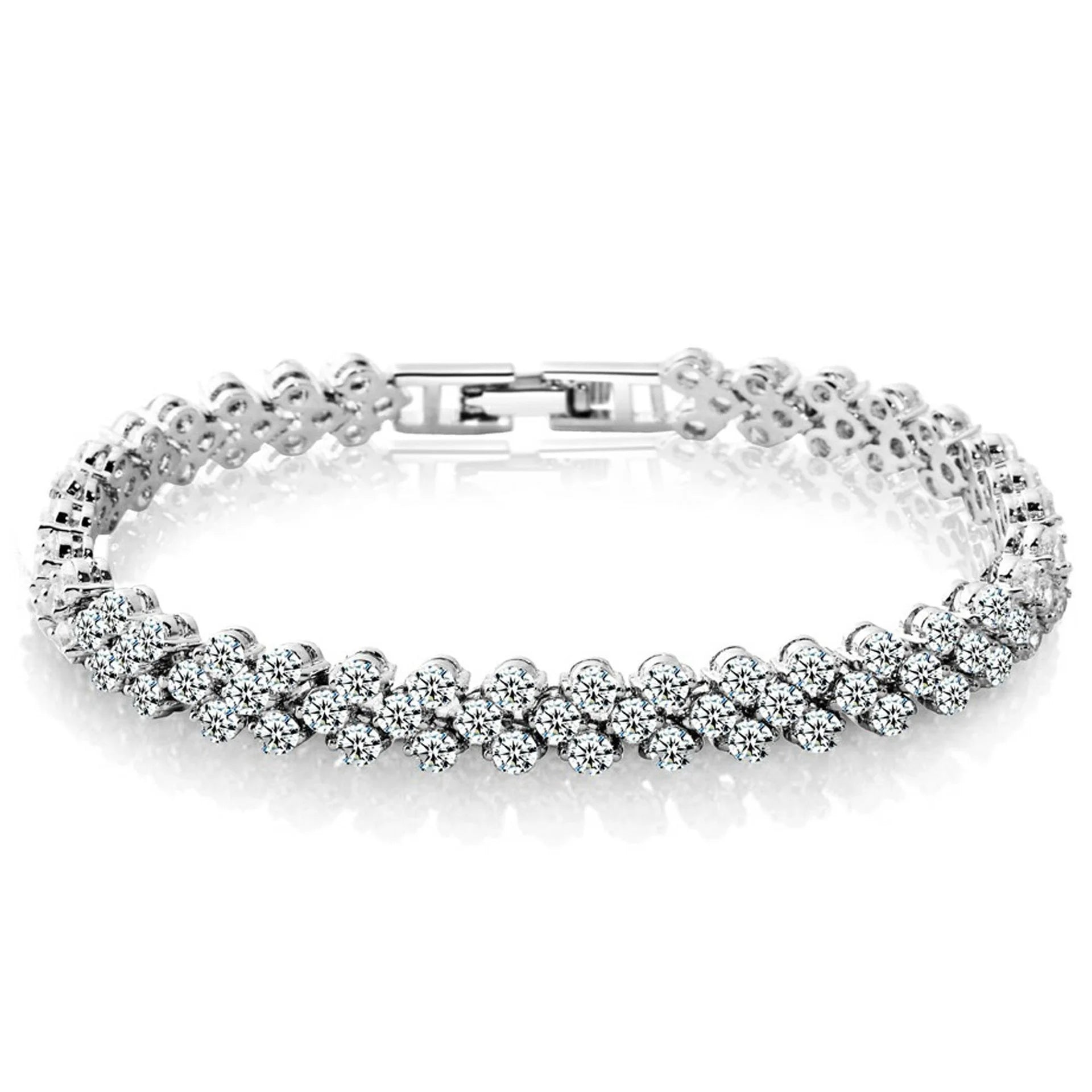 Charming Braided Leaf Crystal Bracelet