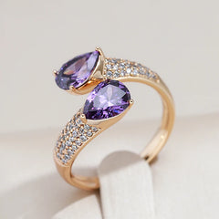 Vintage Luxury Purple Natural Zircon Open Ring