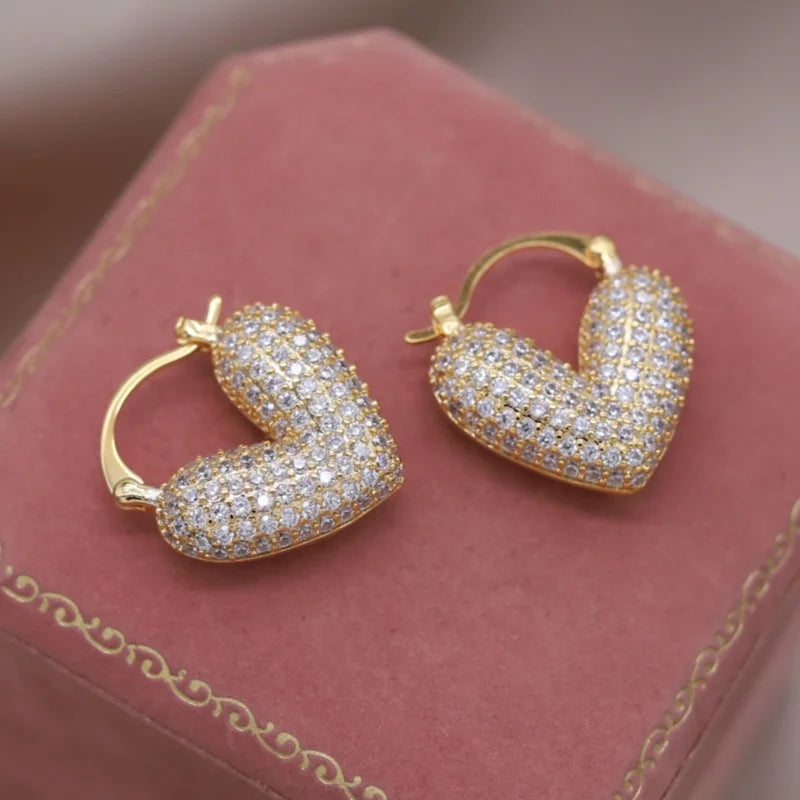 2024 French Gold-Plated 'Love' Hoop Earrings for Women