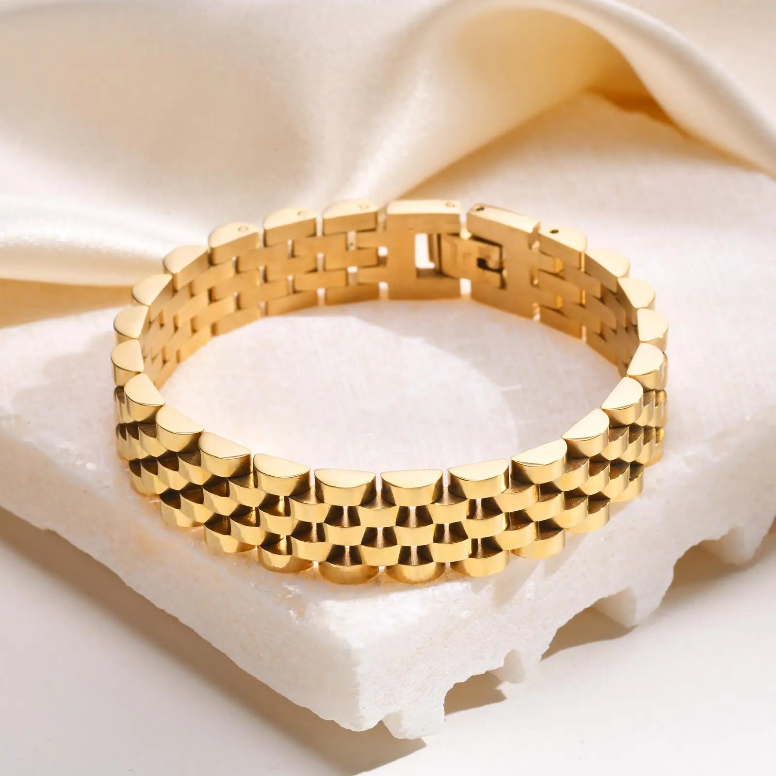 Stainless Steel 18k Gold Plated Link Chain Bracelet for Women