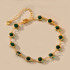 18k Gold Plated Dark Green Zircon Bracelet