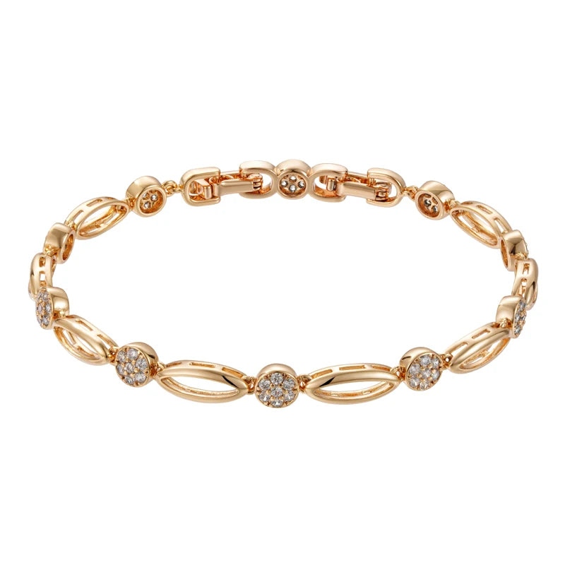 Trendy 585 Rose Gold Color Chain Bracelet with Natural Zircon