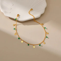 18K Gold Plated Cute Star Pendant Anklets