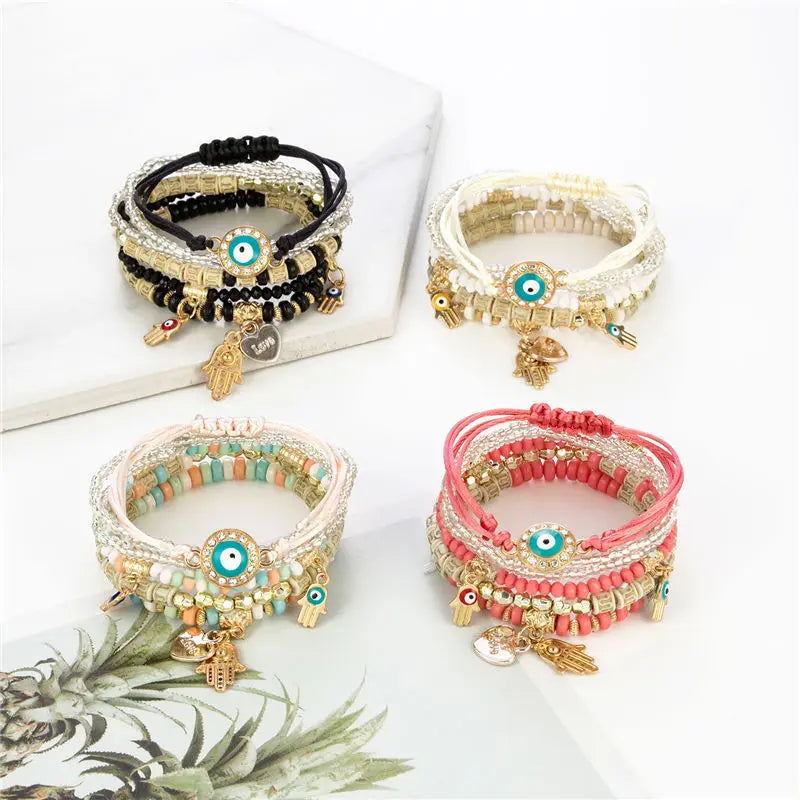 6Pcs/set Bohemian Evil Eye Bracelet Set For Women