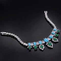 Nigerian Wedding Turquoise Zirconia Earrings Necklaces Set