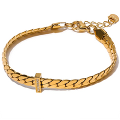 Yhpup 18K Gold Plated Cuban Chain Bracelet Bangle