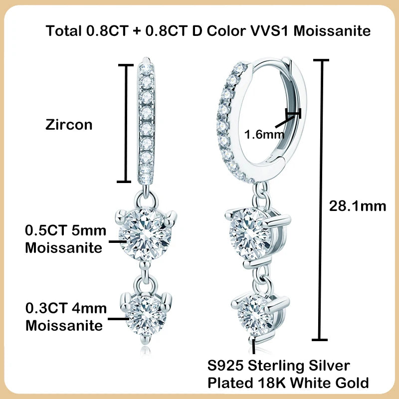 Chic Moissanite Drop Earrings