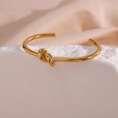 Minimalist 18K Gold Plated Knot Cuff Bangle Bracelet