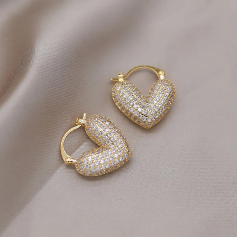 2024 French Gold-Plated 'Love' Hoop Earrings for Women