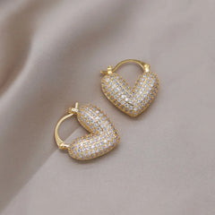 2024 French Gold-Plated 'Love' Hoop Earrings for Women