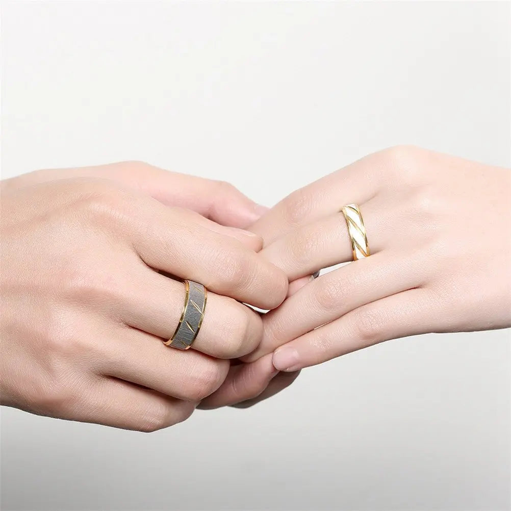 Unique Wave Pattern Couple Rings for Women