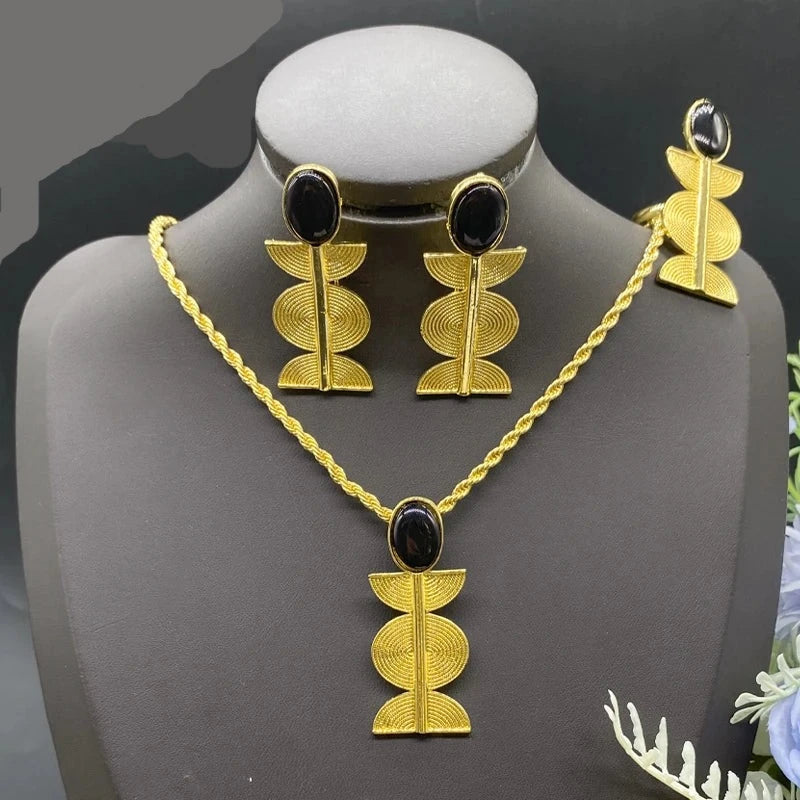 Trendy 18K Gold Plated Jewelry Set