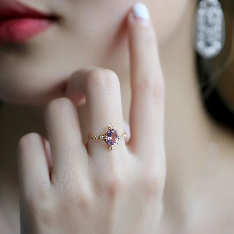 Natural Amethyst Gemstone Ring - Vintage Collection