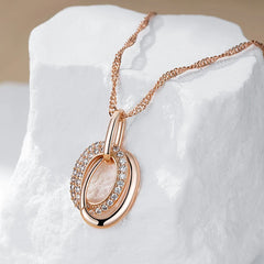 Elegant Double Hoop Zircon Pendant Necklace