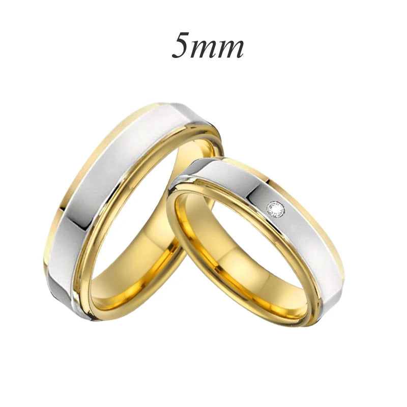 Western 18k Gold High Quality CZ Stone Wedding Rings Set for Couples