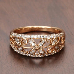 Vintage Elegance: 18k Yellow Gold Full Diamond Cocktail Rings