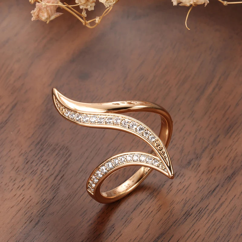 Rose Gold Geometric Zircon Ring