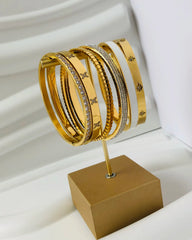  Customize New Waterproof Cubic 18K Gold Plated Zirconia Bangles