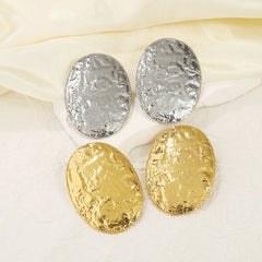 Exquisite Gold-Colored Oval Stud Earrings for Women