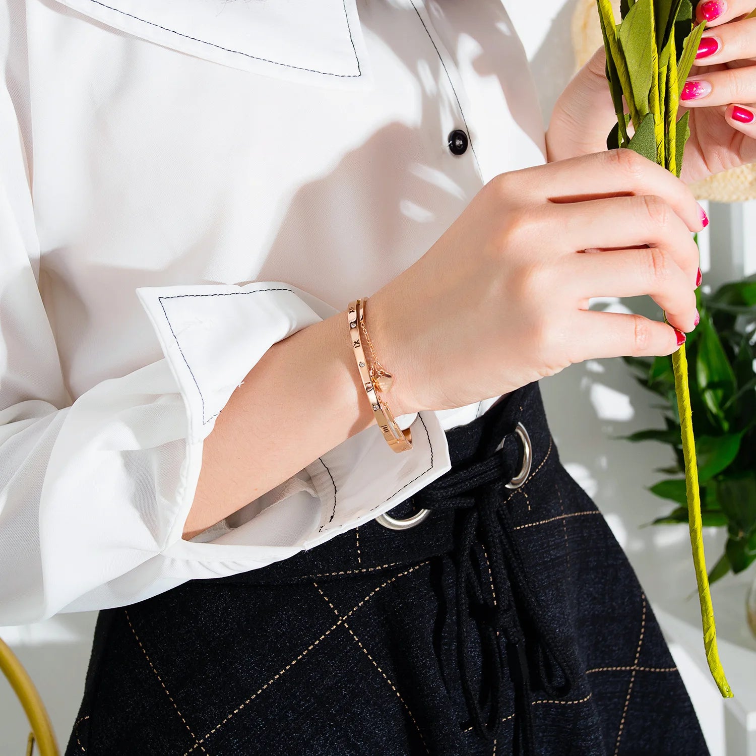 Elegant Crystal Heart Charm Bracelets in Gold and Rose Gold