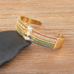 Handmade Colorful Zircon Three Layer Bangle for Women