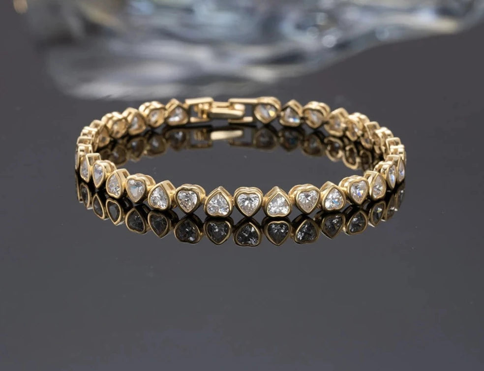 Heart Cut Zircon Tennis Bracelet for Women - 925 Sterling Silver