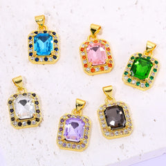 Juya Handmade Luxury 18K Gold Plated Cubic Zirconia Cube Charms