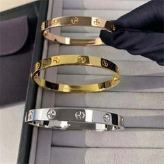 Stylish Gold Zircon and Cross Nut Nail Bracelet: Unisex Stainless Steel Bangle