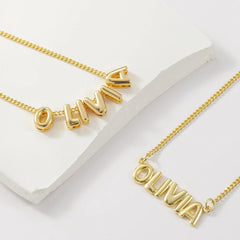 Personalized 18k Gold Plated Puff Name Pendant Necklace