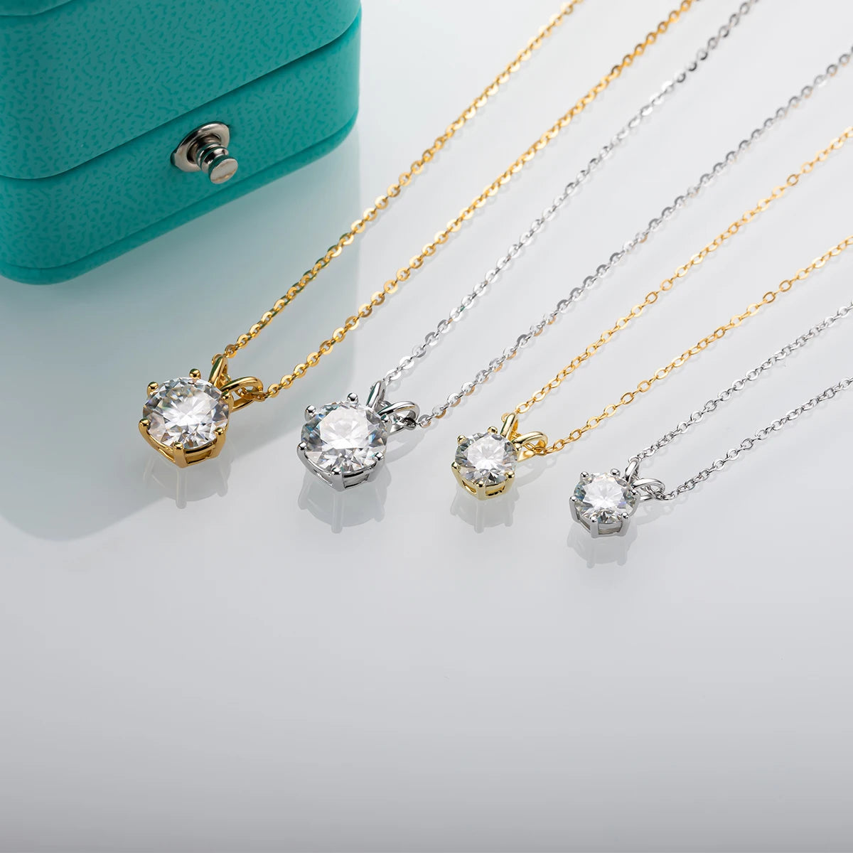 Gold-Plated Moissanite Diamond Pendant Necklace