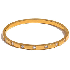 Yhpup Stylish Cubic Zirconia 18K Gold Plated Bangle Bracelet