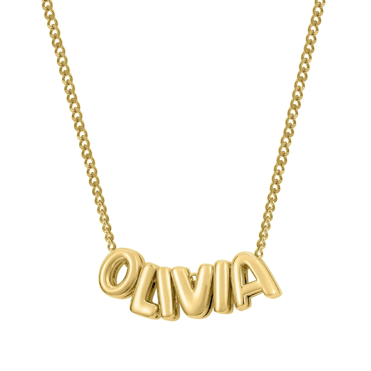 Personalized 18k Gold Plated Puff Name Pendant Necklace